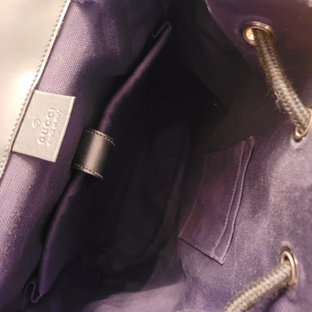 GUCCI Black/Grey Supreme Canvas Backpack- available in store $2,250 + tax - Picture 7 of 13